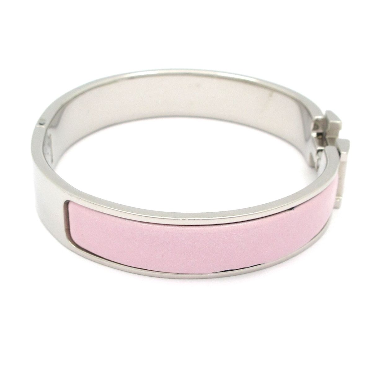 HERMES エルメス バングル クリックH シルバー×ピンク