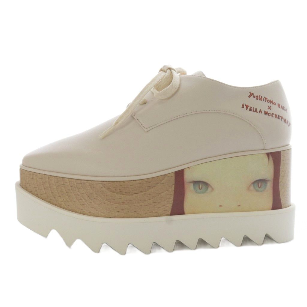ステラマッカートニー STELLA McCARTNEY Yoshitomo Nara エリス Twins Iプリントプラットフォームシューズ 厚底 34 ベージュ YO30