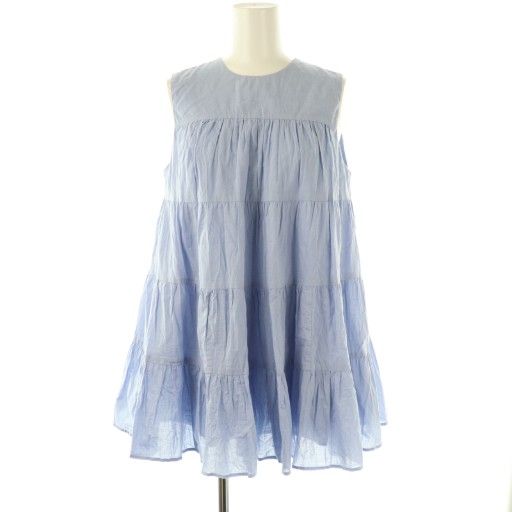 マリハ MARIHA 23SS ミューズのブラウス シャツ プルオーバー ティアード ギャザー 36 サックスブルー CX OS WWW_SMP1DAWEKUDUS_SCH_ID