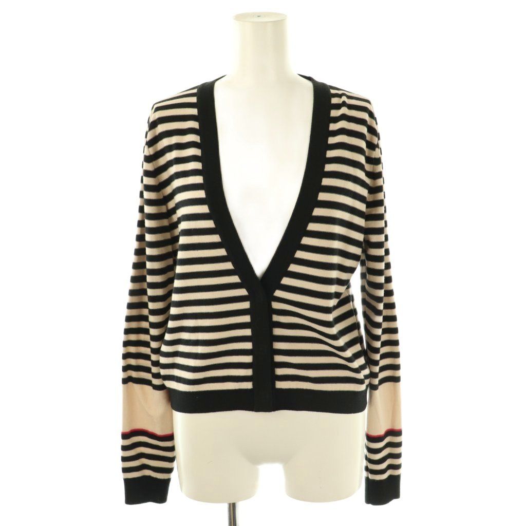 フォクシー FOXEY Melody ボーダーカーディガン ニット 38 ベージュ ブラック 41214 DF OS