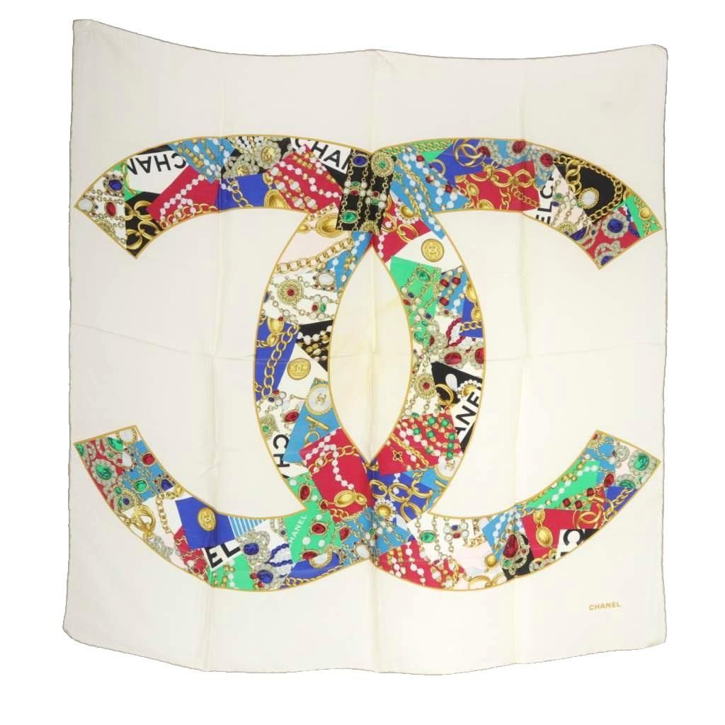 シャネル ジュエリーココマーク スカーフ アイボリー