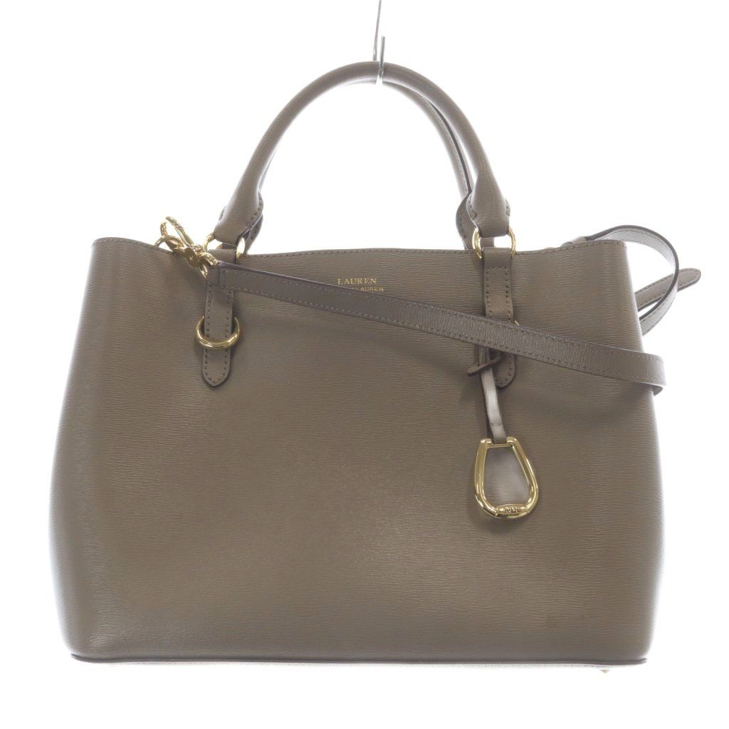 ローレンラルフローレン LAUREN RALPH LAUREN レザー 2WAY トートバッグ ショルダーバッグ 茶色