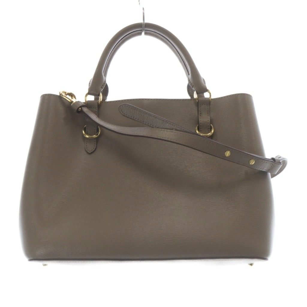 ローレンラルフローレン LAUREN RALPH LAUREN レザー 2WAY トートバッグ ショルダーバッグ 茶色