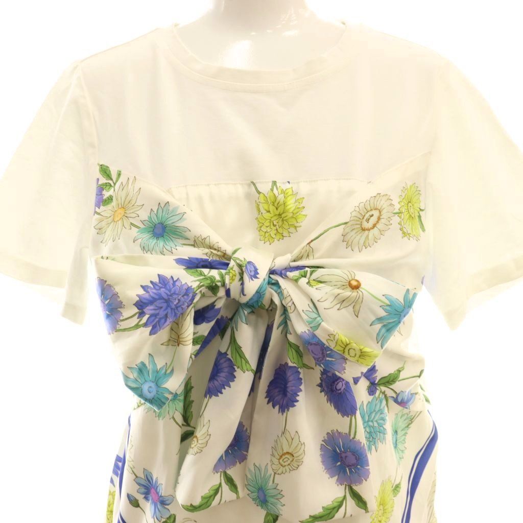 ダイアグラム グレースコンチネンタル Diagram GRACE CONTINENTAL 25SS スカーフプリントトップス Tシャツ カットソー 36 白 ホワイト マルチ CX OS DECORATOM_COM_BR