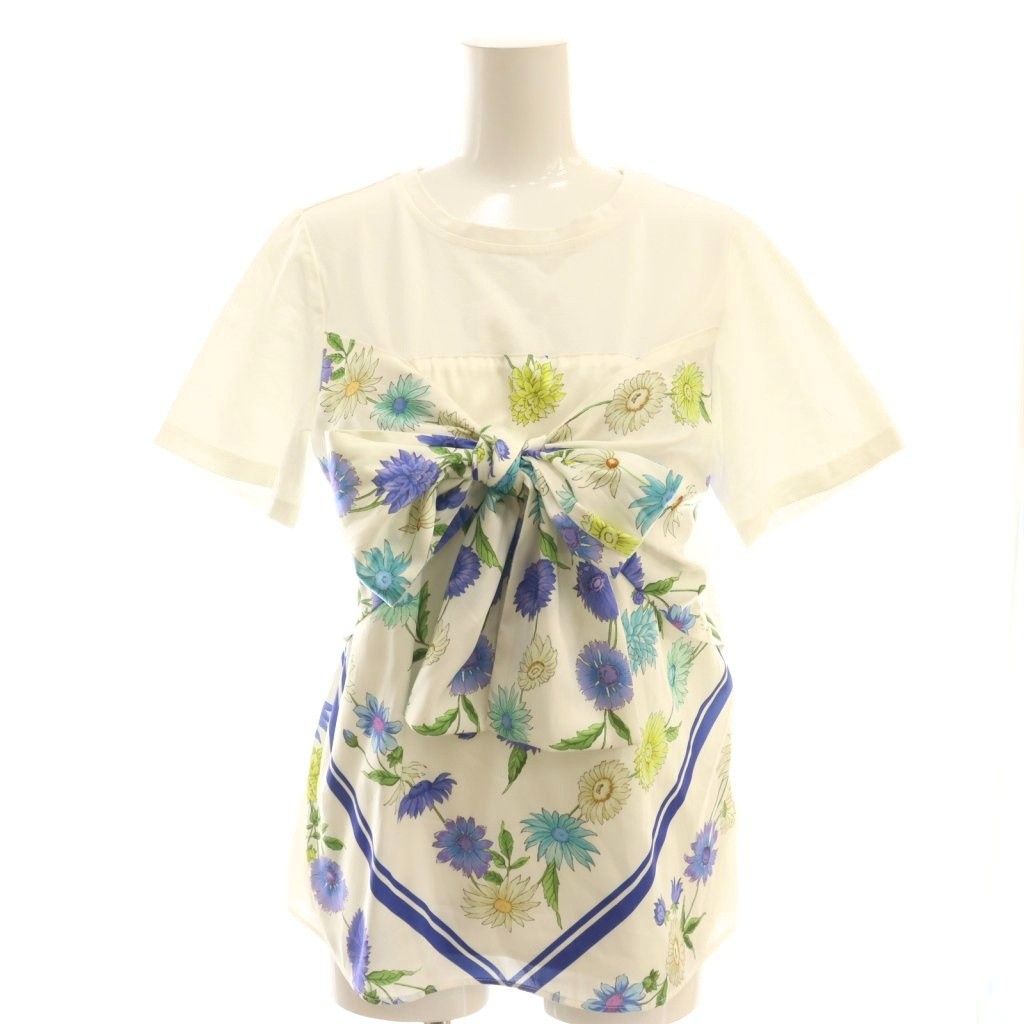 ダイアグラム グレースコンチネンタル Diagram GRACE CONTINENTAL 25SS スカーフプリントトップス Tシャツ カットソー 36 白 ホワイト マルチ CX OS