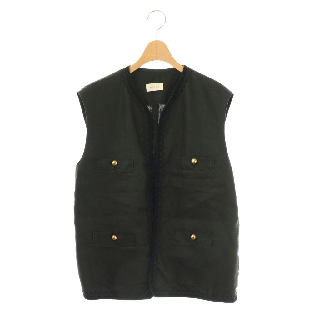 デプレ DES PRES トゥモローランド ヘンプツイル 4ポケットジレ ベスト F 黒 ブラック CX OS