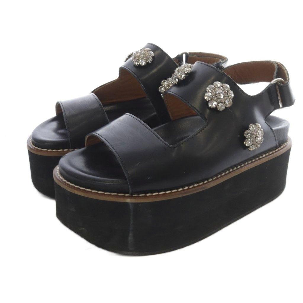 ガニー GANNI ビジュー 厚底 サンダル ストラップ 23.5cm 黒