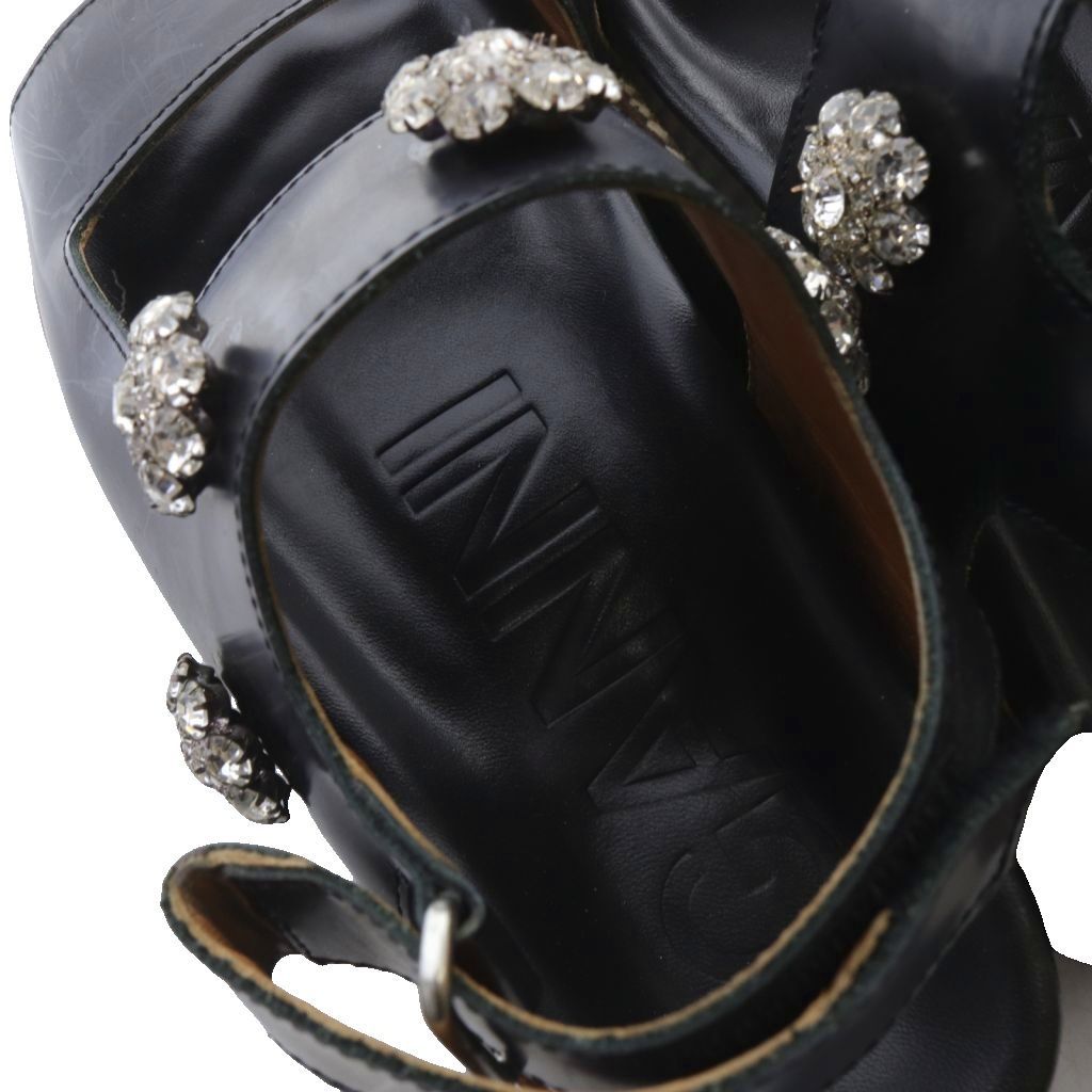  ガニー GANNI ビジュー 厚底 サンダル ストラップ 23.5 cm 黒 サンダル サンダル ミュール