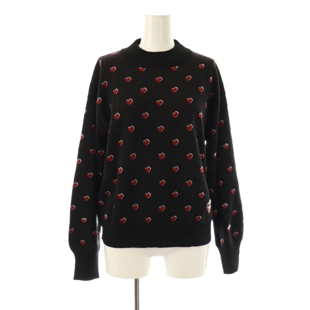 ブルーレーベルクレストブリッジ BLUE LABEL CRESTBRIDGE ハートジャガーニット セーター プルオーバー 38 黒 ブラック 赤 レッド 白 ホワイト CX OS