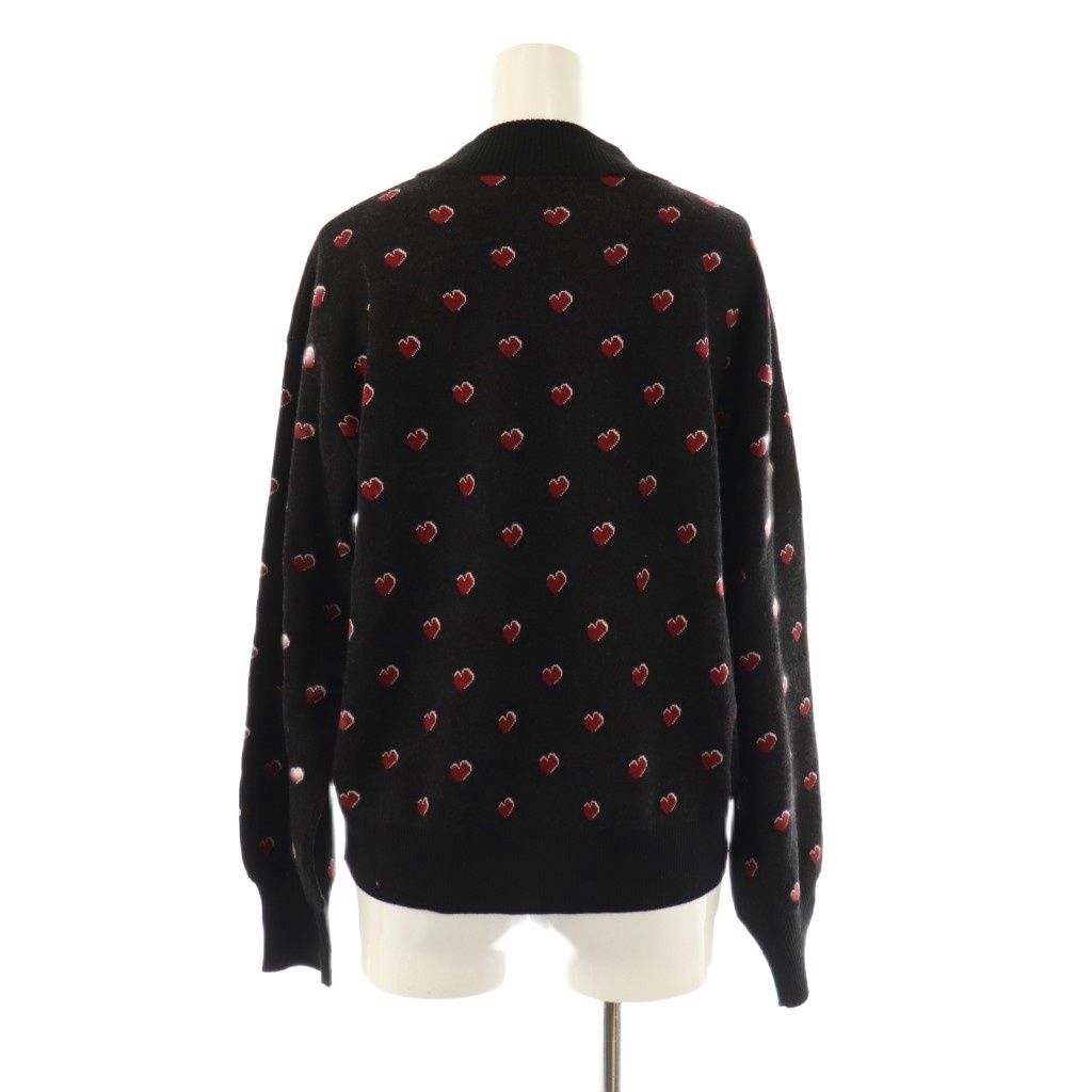 ブルーレーベルクレストブリッジ BLUE LABEL ハートジャガーニット セーター プルオーバー 38 黒 ブラック 赤 レッド 白 ホワイト CX OS