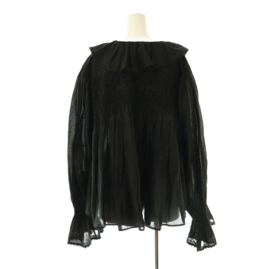 Curensology カレンソロジー 25 AW ラッフルレースブラウス シャツ 刺繍 F 黒 ブラック CX OS