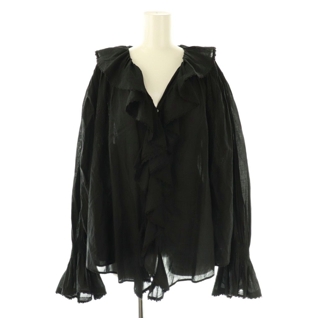 Curensology カレンソロジー 25AW ラッフルレースブラウス シャツ 刺繍 F 黒 ブラック CX OS