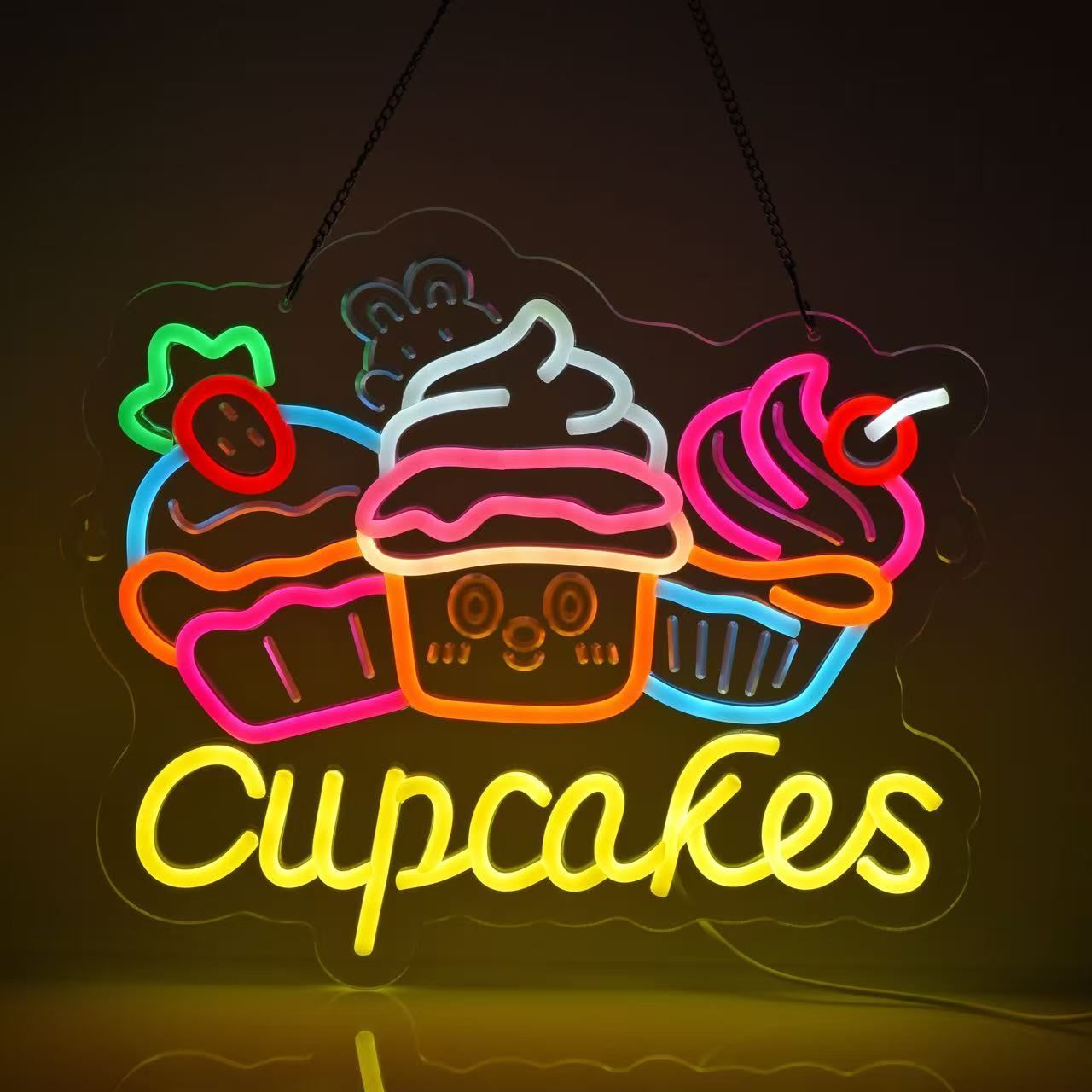 Cupcakes LEDネオンサイン、✨可愛いカップケーキで空間を甘く彩る✨