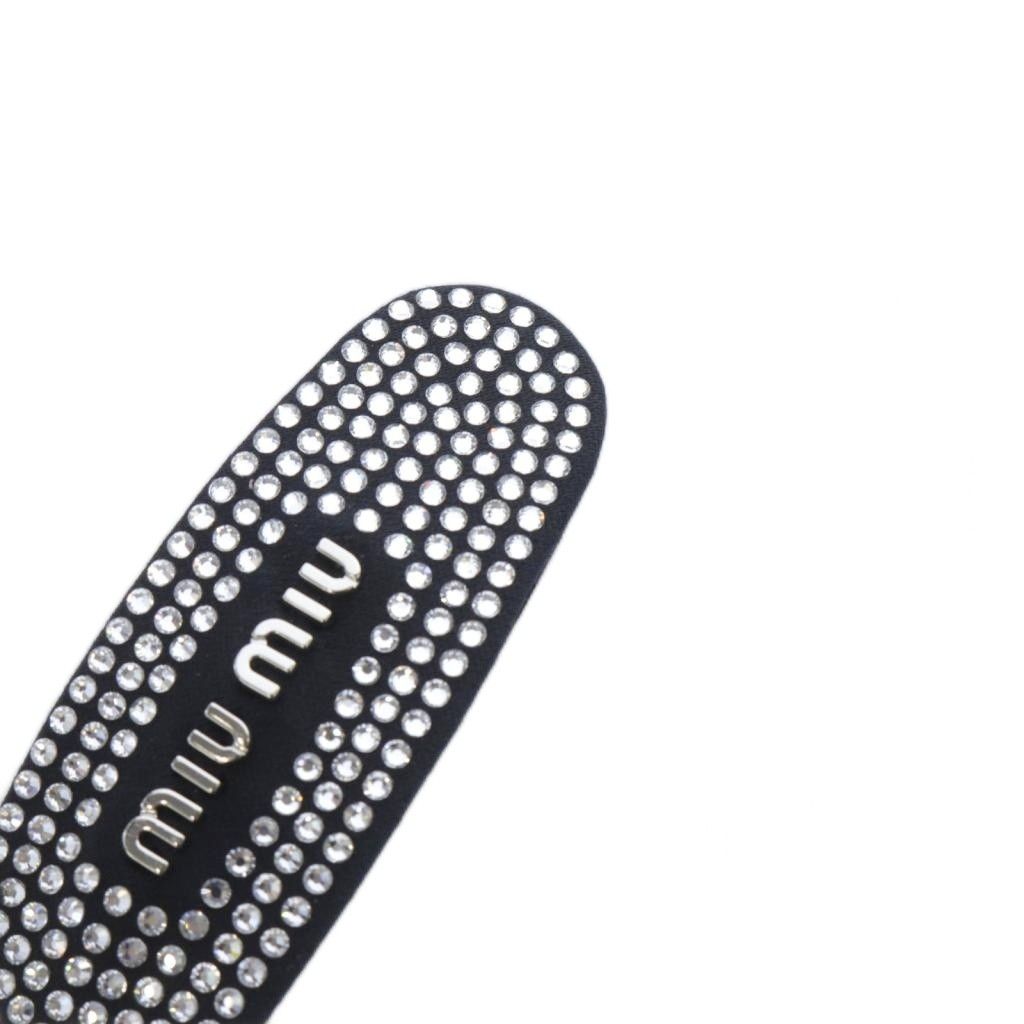 ミュウミュウ miumiu ロゴ ラインストーン バレッタ 黒 ブラック 5IF017 DECORATOM_COM_BR