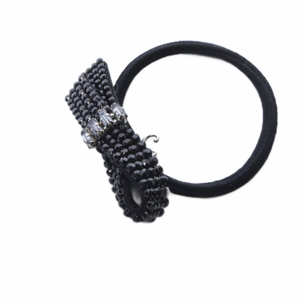 コンプレックスビズ Complex Biz クリスタルメッシュパヴェ ポニー ヘアゴム 黒