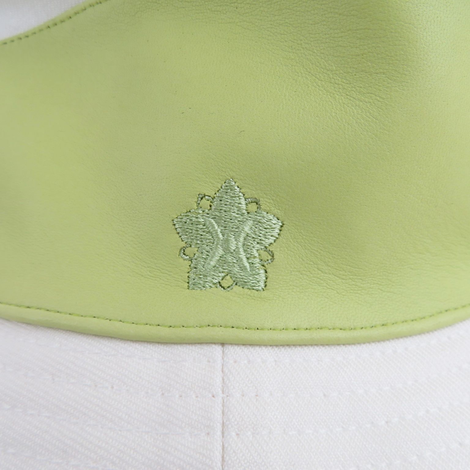 リネンｘラムスキン ホワイトxグリーン