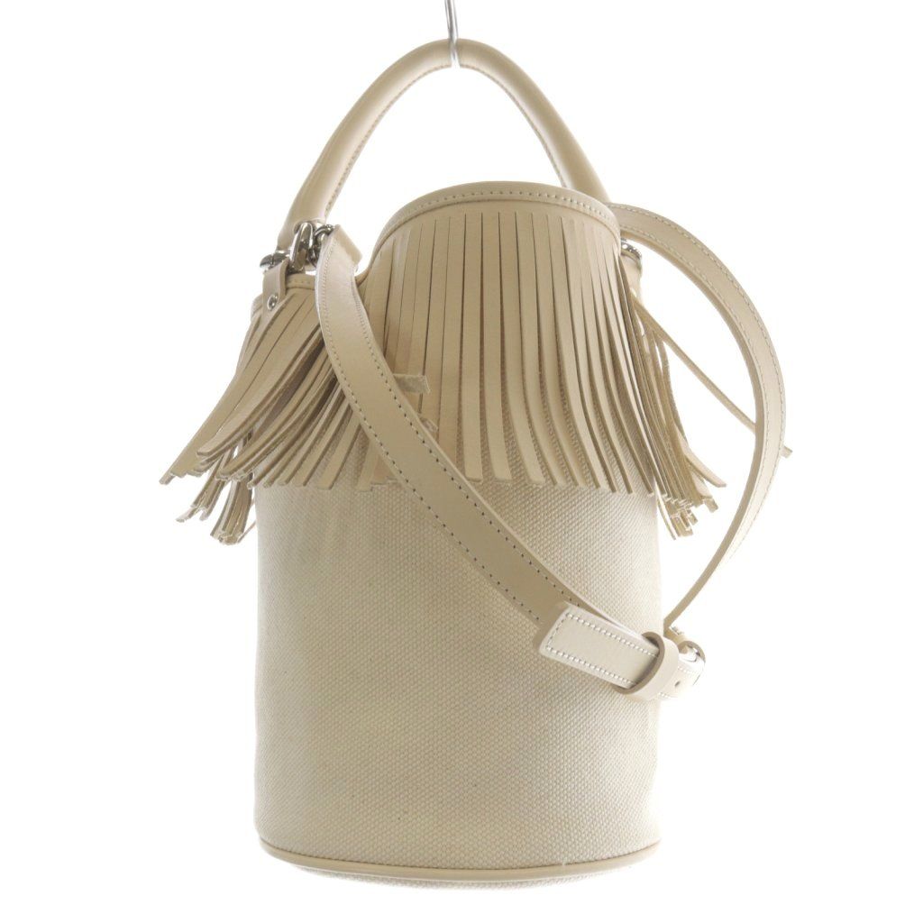 アヤコ AYAKO フリンジバスケットバッグ ハンドバッグ ショルダーバッグ 2way 切替 ベージュ