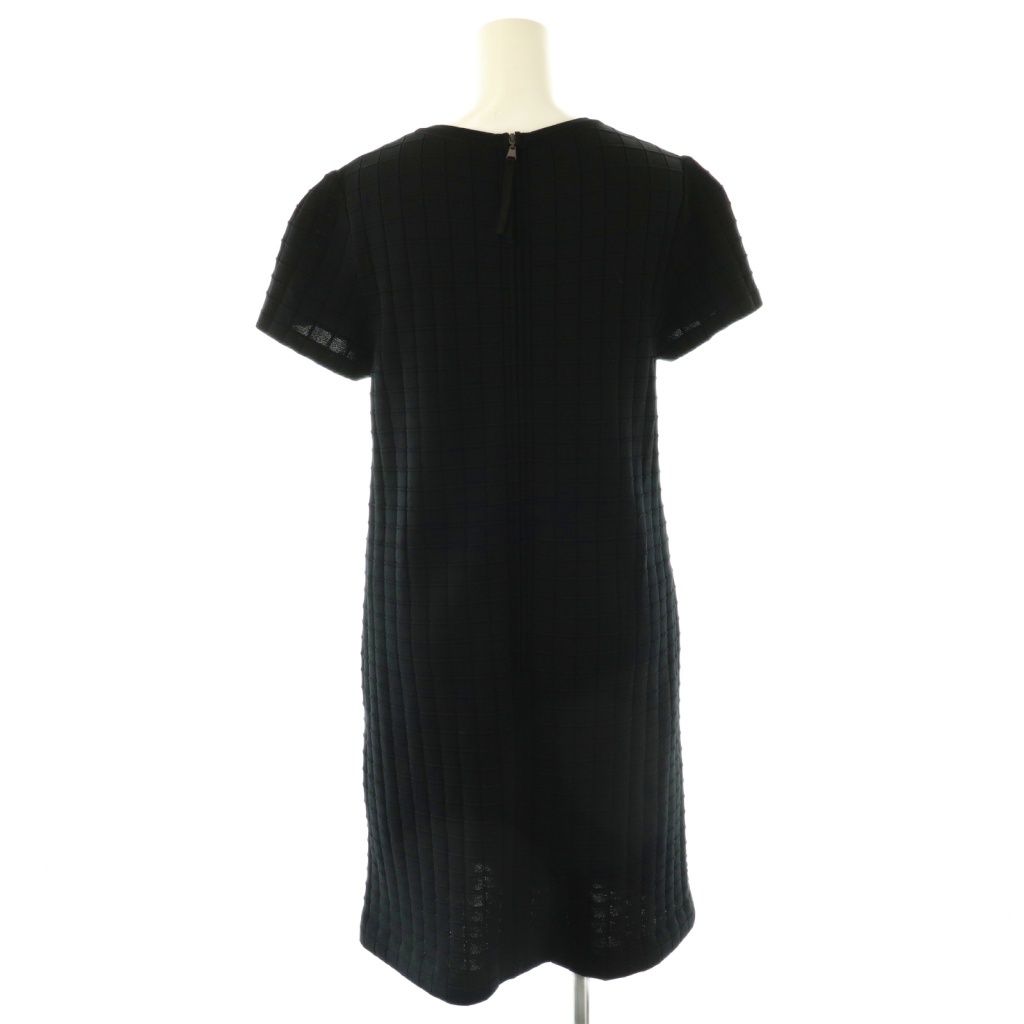 フォクシー FOXEY Knit Dress Modern Grid ワンピース ニット ひざ丈 38 ブラック 45166 DF OS