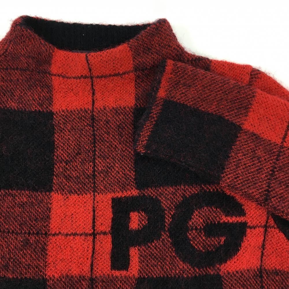 超 パーリーゲイツ セーター レッド×黒 チェック モヘヤ ウール混ニット レディース 1 M ゴルフウェア PEARLY GATES LLC-HASEGAWATOSO_COM