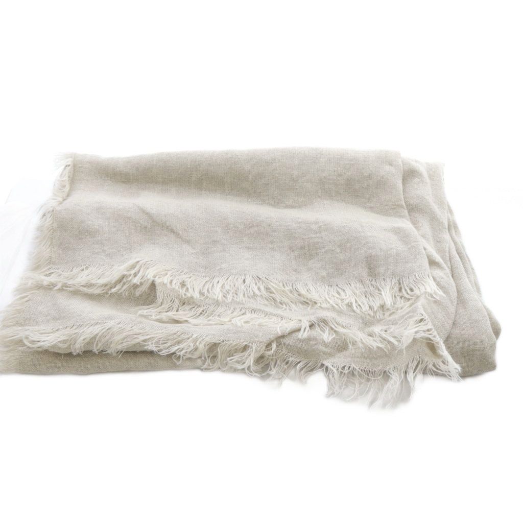 ASAUCE MELER アソースメレ リネン大判 フリンジストール ベージュ