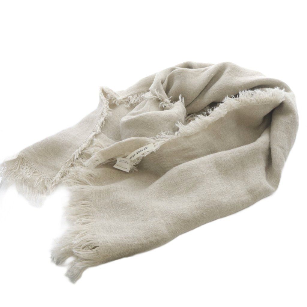 ASAUCE MELER アソースメレ リネン大判 フリンジストール ベージュ