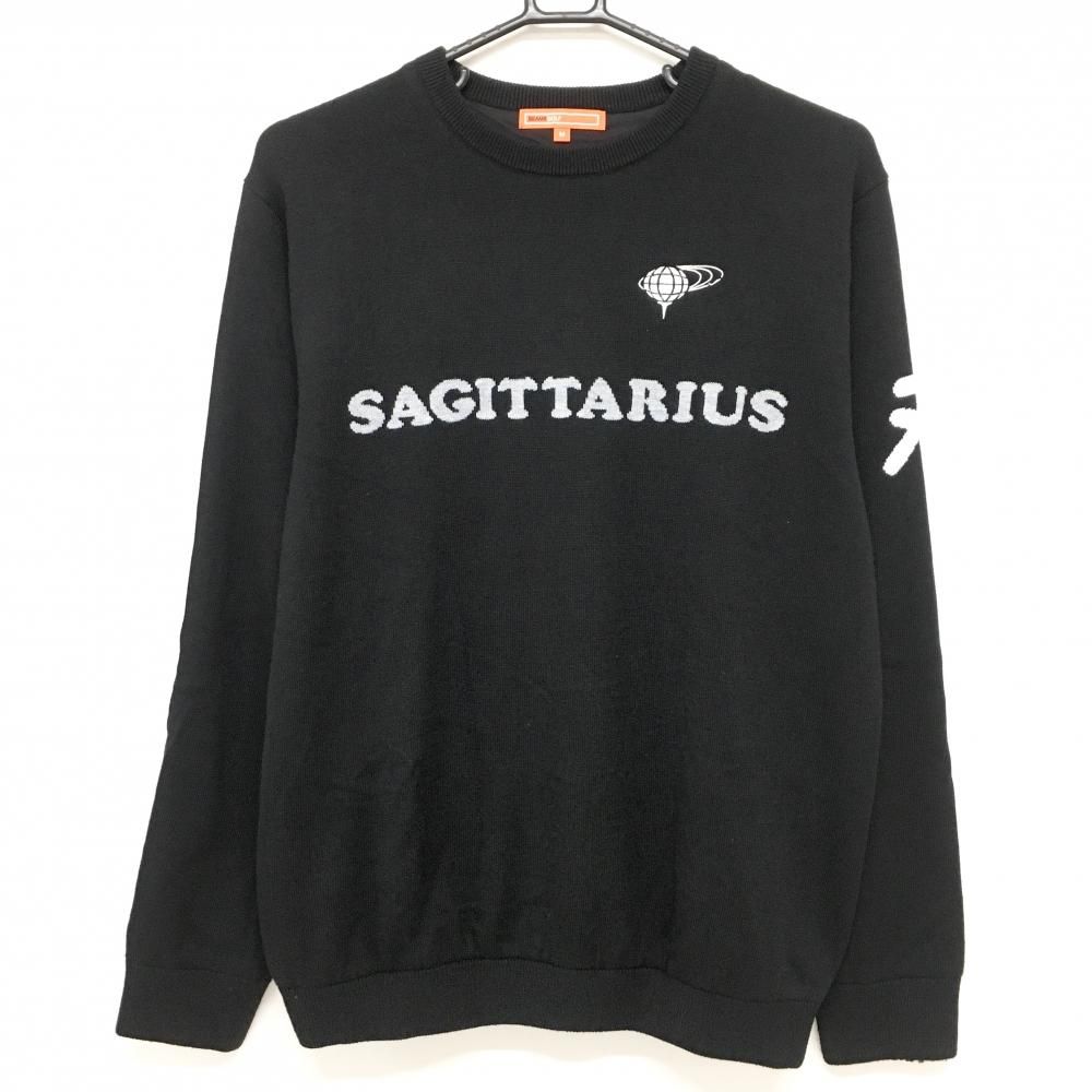 ビームスゴルフ セーター 黒×グレー フロント英字 裏地付 ニット メンズ M ゴルフウェア BEAMS GOLF