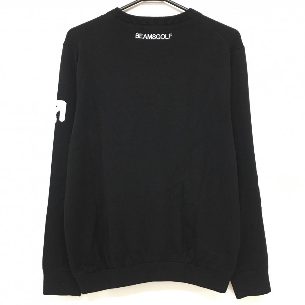 ビームスゴルフ セーター 黒×グレー フロント英字 裏地付 ニット メンズ M ゴルフウェア BEAMS GOLF