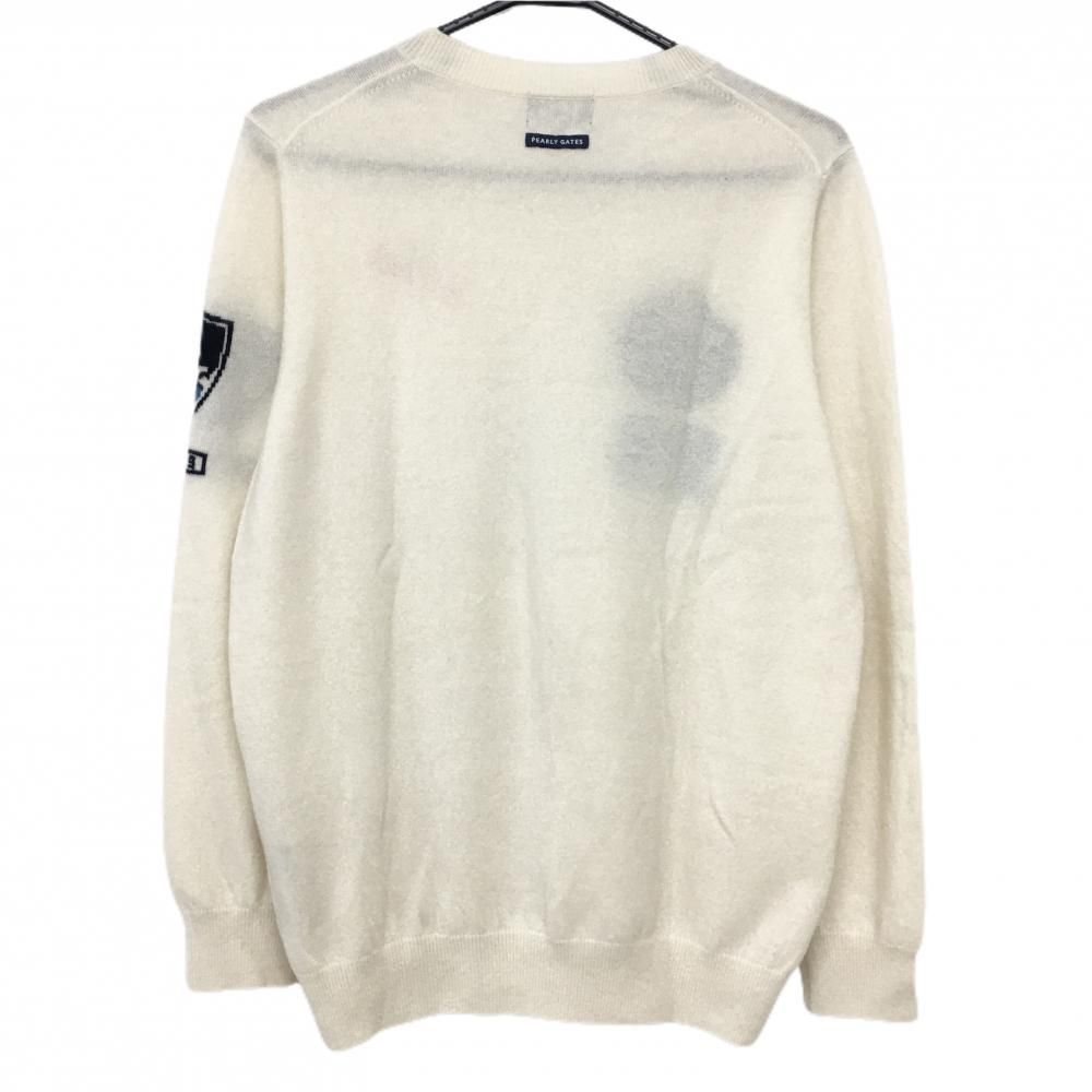 パーリーゲイツ セーター アイボリー×ネイビー カシミヤ100％ ニット メンズ 5 L ゴルフウェア PEARLY GATES