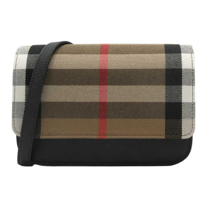 バーバリー 8084026 BLACK ブラック バッグ ショルダーバッグ BURBERRY MADISON コットン レザー チェック柄 ミニ ショルダー 2WAY 斜め掛け アウトレット レディース