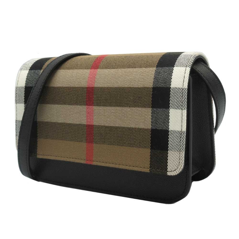 バーバリー 8084026 BLACK ブラック バッグ ショルダーバッグ BURBERRY MADISON コットン レザー チェック柄 ミニ ショルダー 2WAY 斜め掛け アウトレット レディース