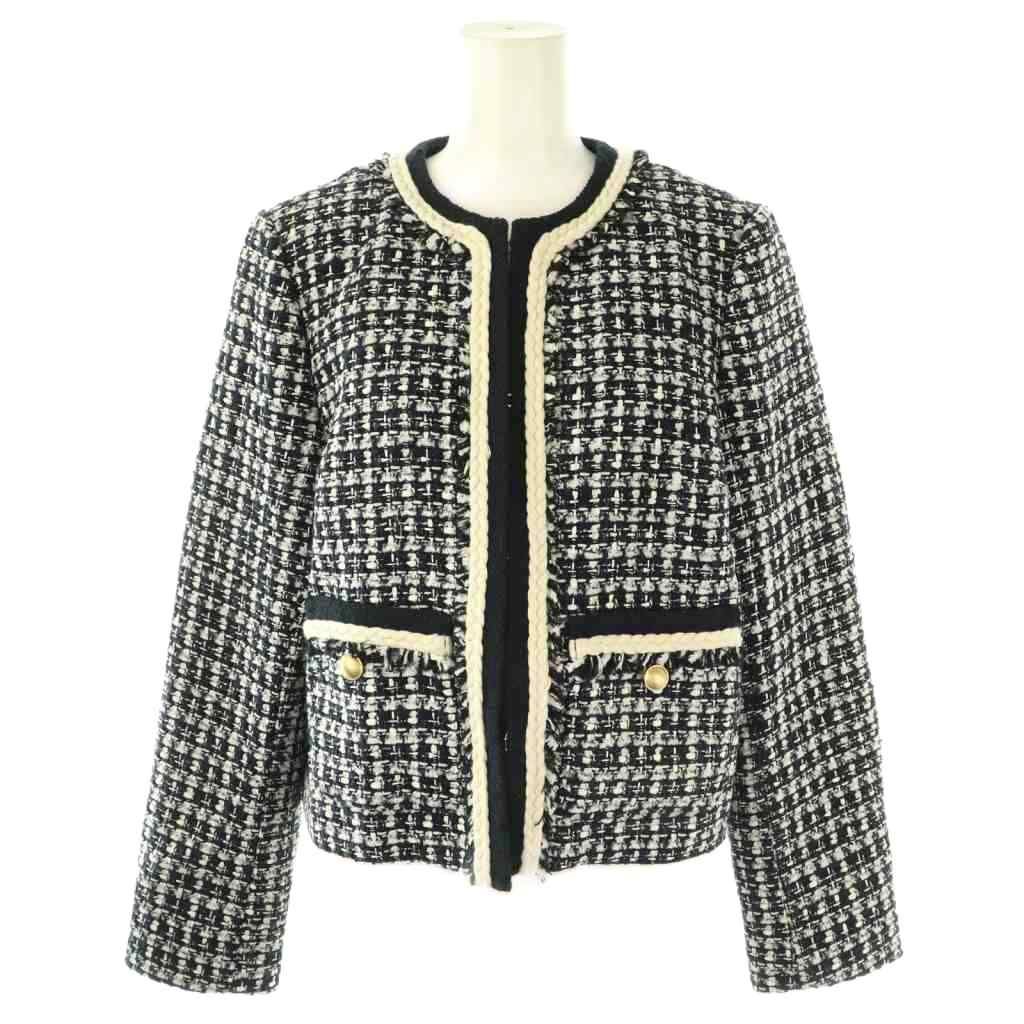 ジャスグリッティー JUSGLITTY 25SS ツイードジャケット ノー ジャケット 1 ネイビー ホワイト ES OS