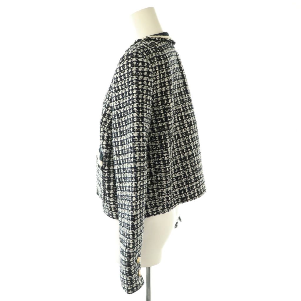 ジャスグリッティー JUSGLITTY 25SS ツイードジャケット ノー ジャケット 1 ネイビー ホワイト ES OS GULLKHAN_COM