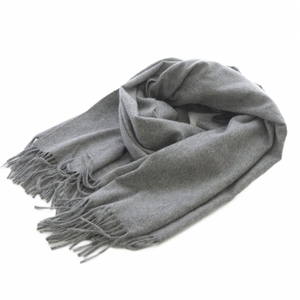 ジョンストンズオブエルガン Johnstons of Elgin 大判カシミヤマフラー カシミヤ フリンジ グレー