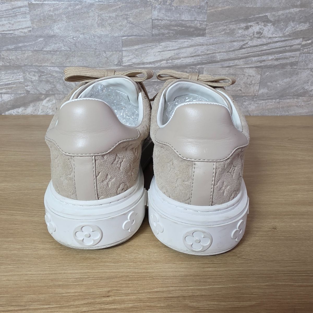  LOUIS VUITTON ルイヴィトン タイムアウトライン スエード モノグラム スニーカー 1 ABR 2 K 34.5 22㎝ ベージュ スニーカー 靴