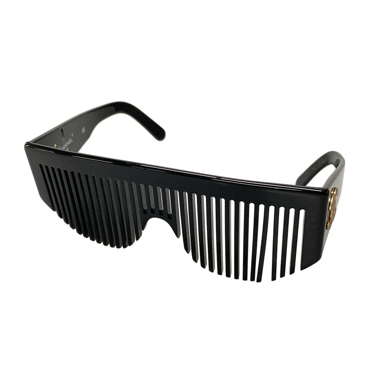 CHANEL シャネル サングラス - 04171 94305 黒×ゴールド コーム サングラス ココマーク ヘアコーム ヴィンテージ品