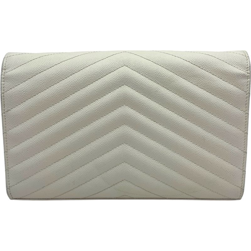 サンローラン SAINT LAURENT カサンドラチェーン 377828 ホワイト ゴールド金具 キャビアスキン レディース ショルダーバッグ