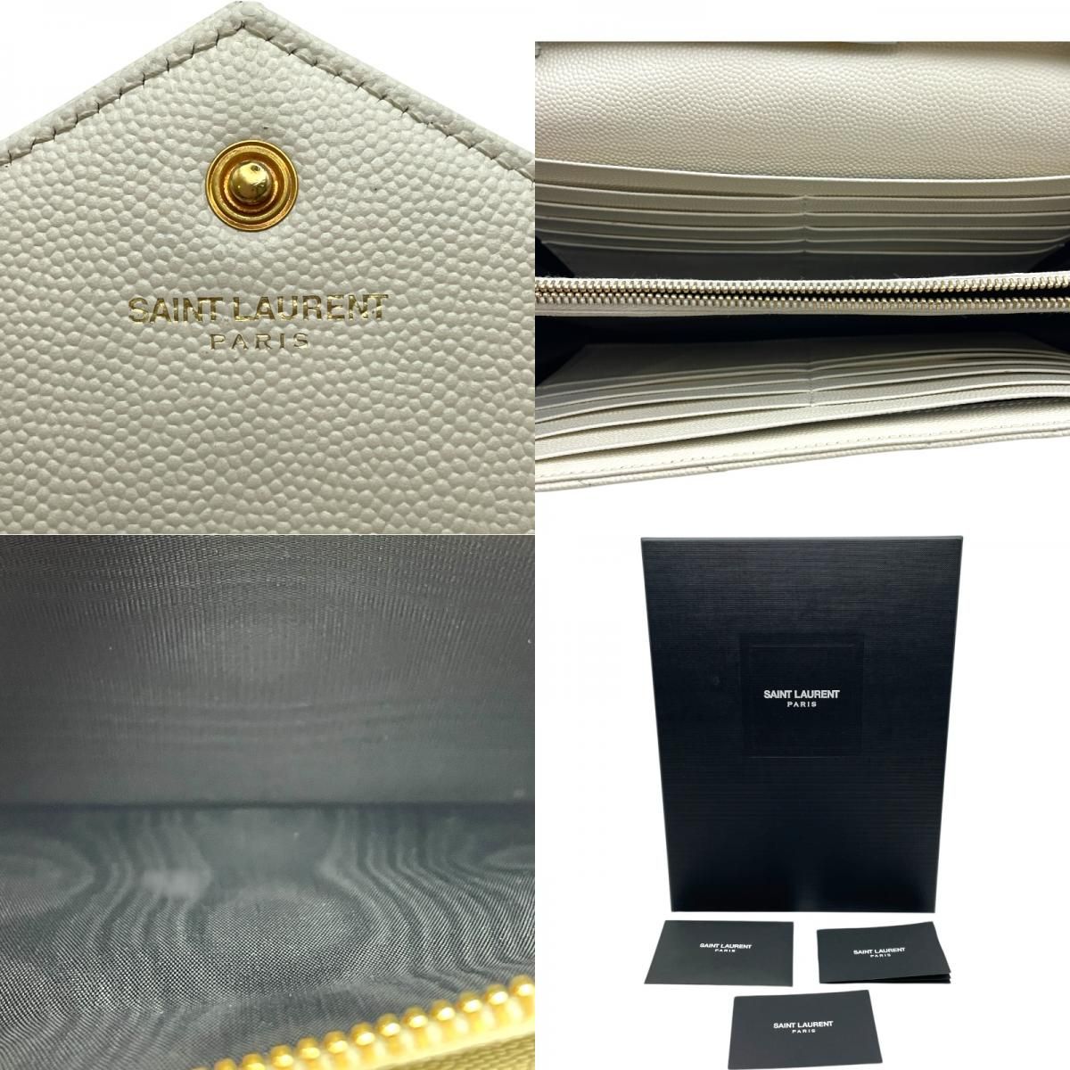 サンローラン SAINT LAURENT カサンドラチェーン 377828 ホワイト ゴールド金具 キャビアスキン レディース ショルダーバッグ DECORATOM_COM_BR