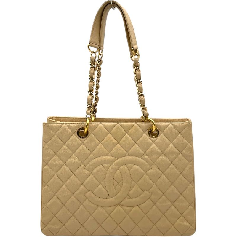 シャネル CHANEL GSTチェーントートバッグ A50995 14番台 ベージュ ゴールド金具 キャビアスキン レディース トートバッグ NOITHATQUANGTHANH_NET