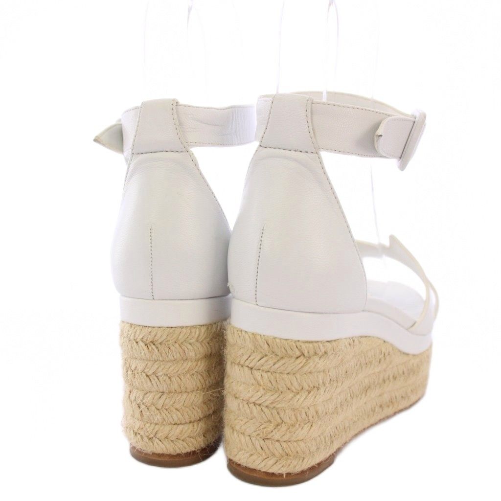  エルメス HERMES エルダ エスパドリーユ サンダル 厚底 レザー 36 白 KH サンダル サンダル ミュール