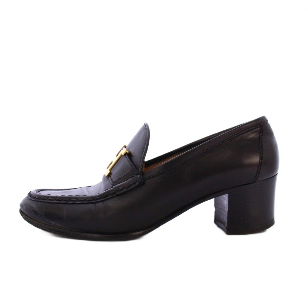 エルメス HERMES コンスタンス モカシン ローファー レザー 36 黒 ブラック KH