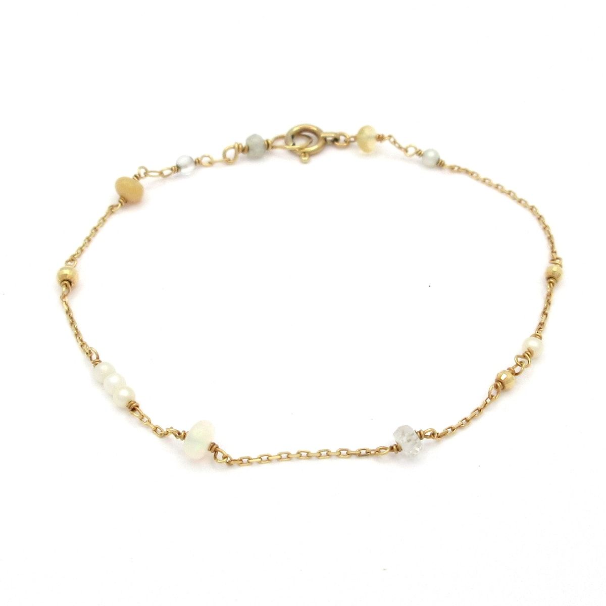 Unbranded ノーブランド ブレスレット K18YG×白×マルチ 総重量 0.9g