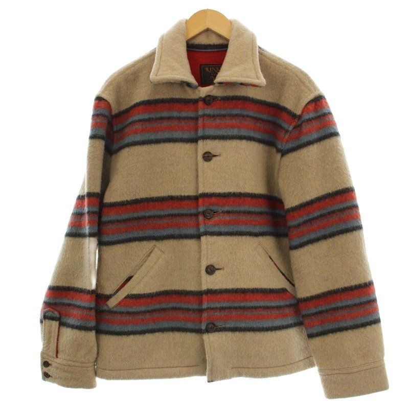 ヒステリックグラマー GLAMOUR KINKY JEANS ウールジャケット ボーダー コート F ベージュ 2 AB-2455 G