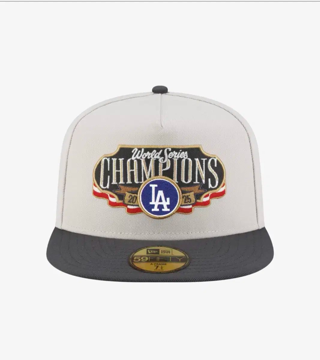 NEW ERA MLB 25 월드시리즈 챔피언 LA ドジャース Aフレーム フィットキャップ ストーン