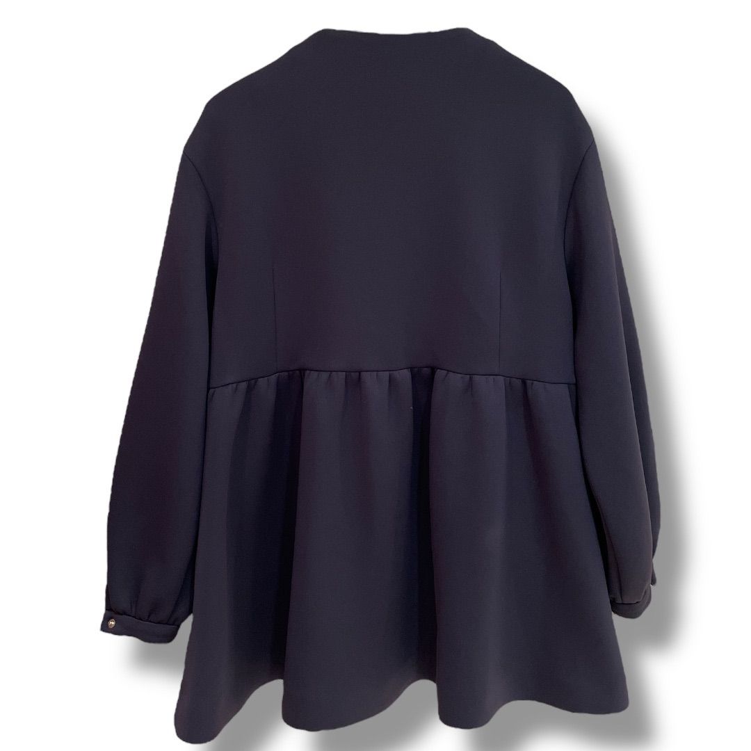 Sono ソーノ マショマロコート マショマロタッチ生地 ペプラム ノー デザイン 蓄熱 UVカット 2WAYストレッチ きれいめ フェミニン ネイビー サイズ レディース 秋 ゴーゴー古着セントラルパーク名古屋店No.1413