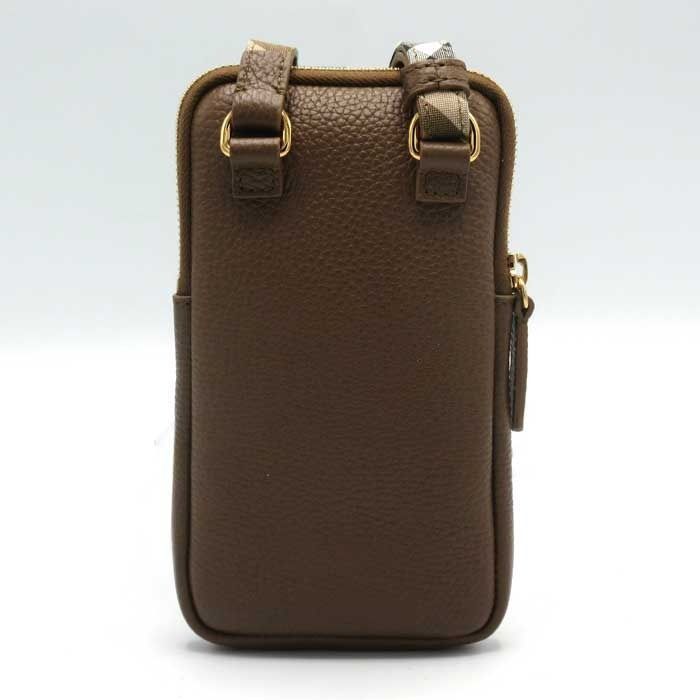 バーバリー 8084601 EARTH ブラウン系マルチ バッグ ショルダーバッグ BURBERRY PHONE POUCH レザー プリントロゴ スマホショルダー フォンポーチ フォンケース 斜め掛け アウトレット レディース DECORATOM_COM_BR