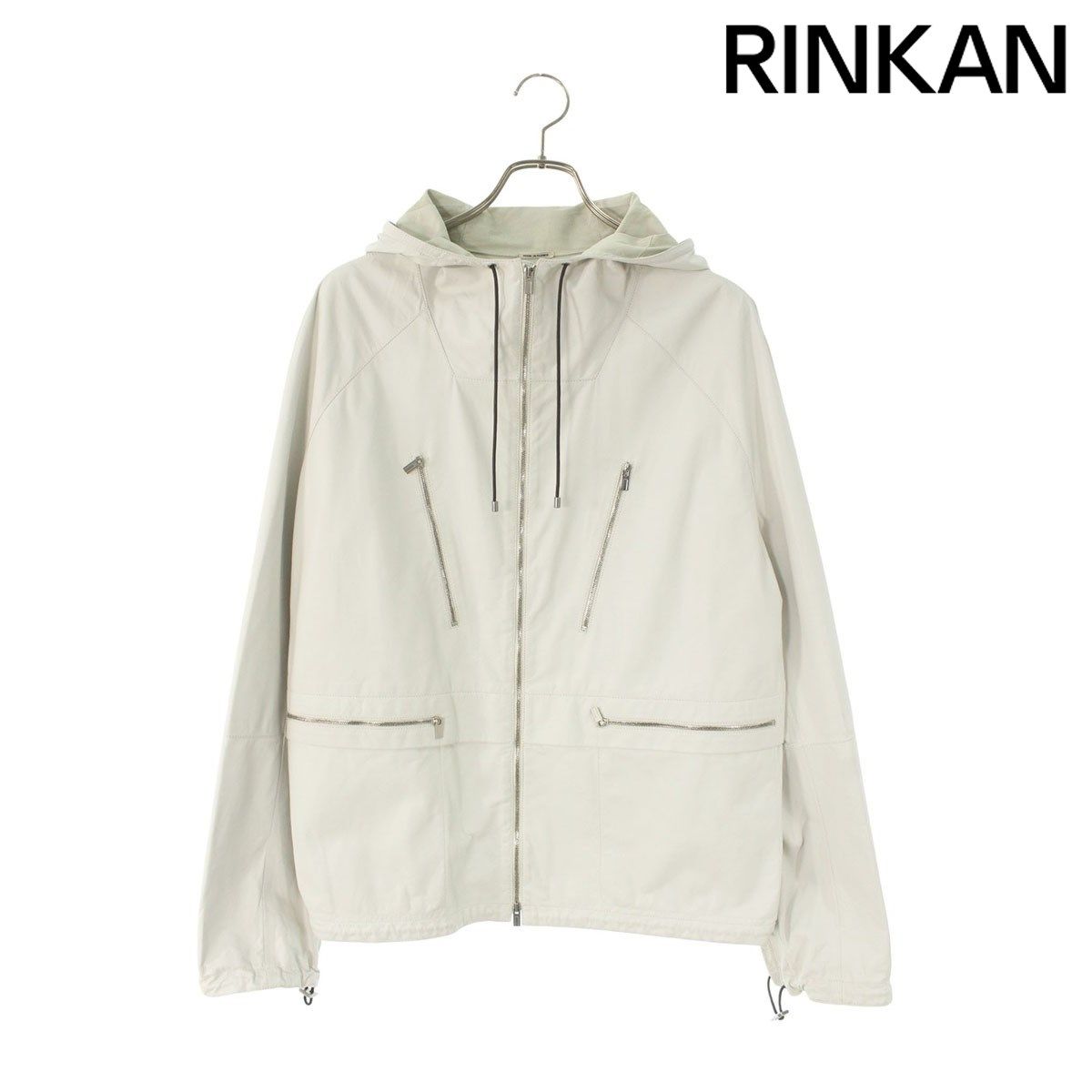 エルメス 333210HC904B ジップデザインレザーフーデッドブルゾン メンズ 48