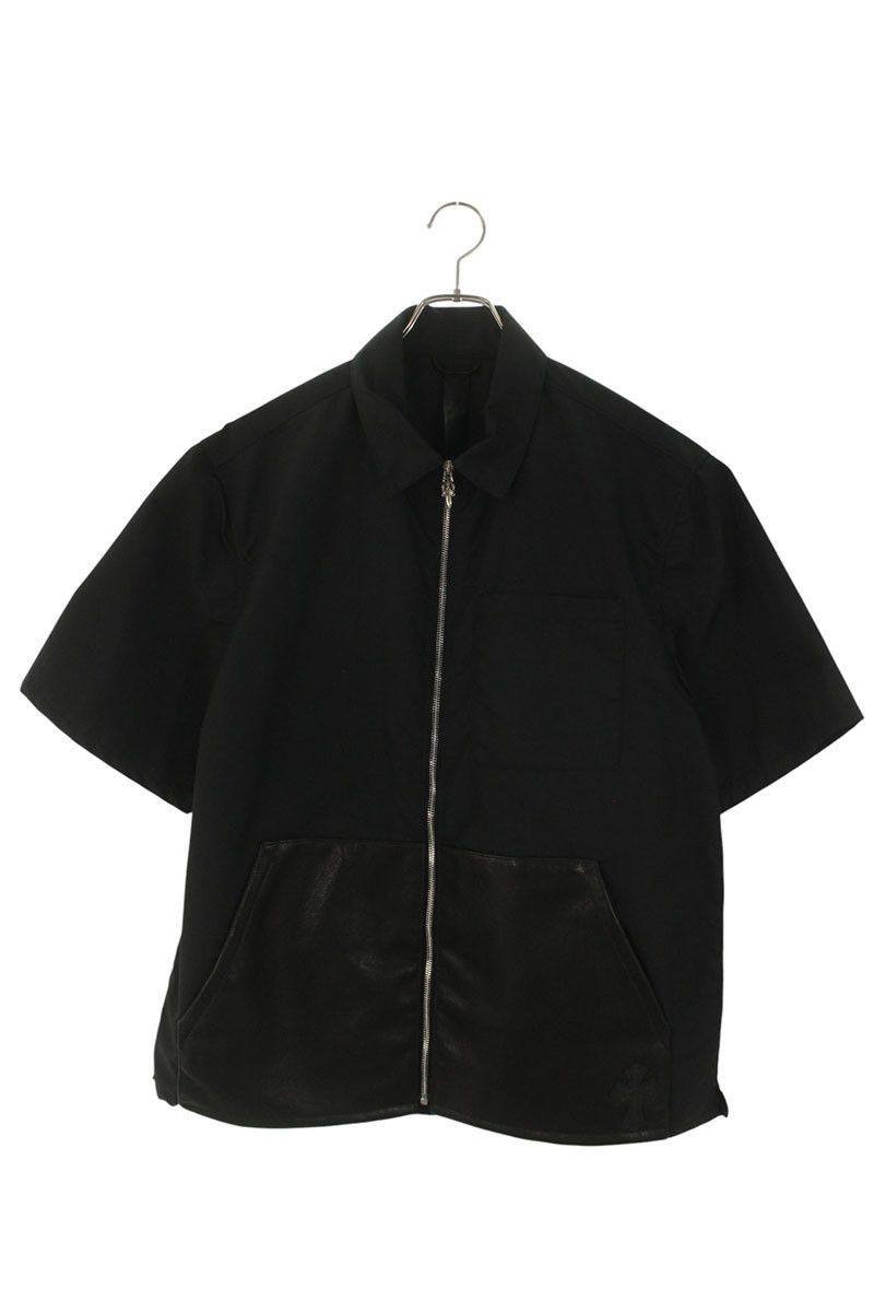 クロムハーツ SEDATED カーペンターレザーポケットナイロンジップ半袖シャツ メンズ L