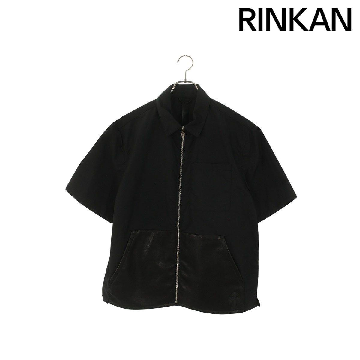 クロムハーツ SEDATED カーペンターレザーポケットナイロンジップ半袖シャツ メンズ L