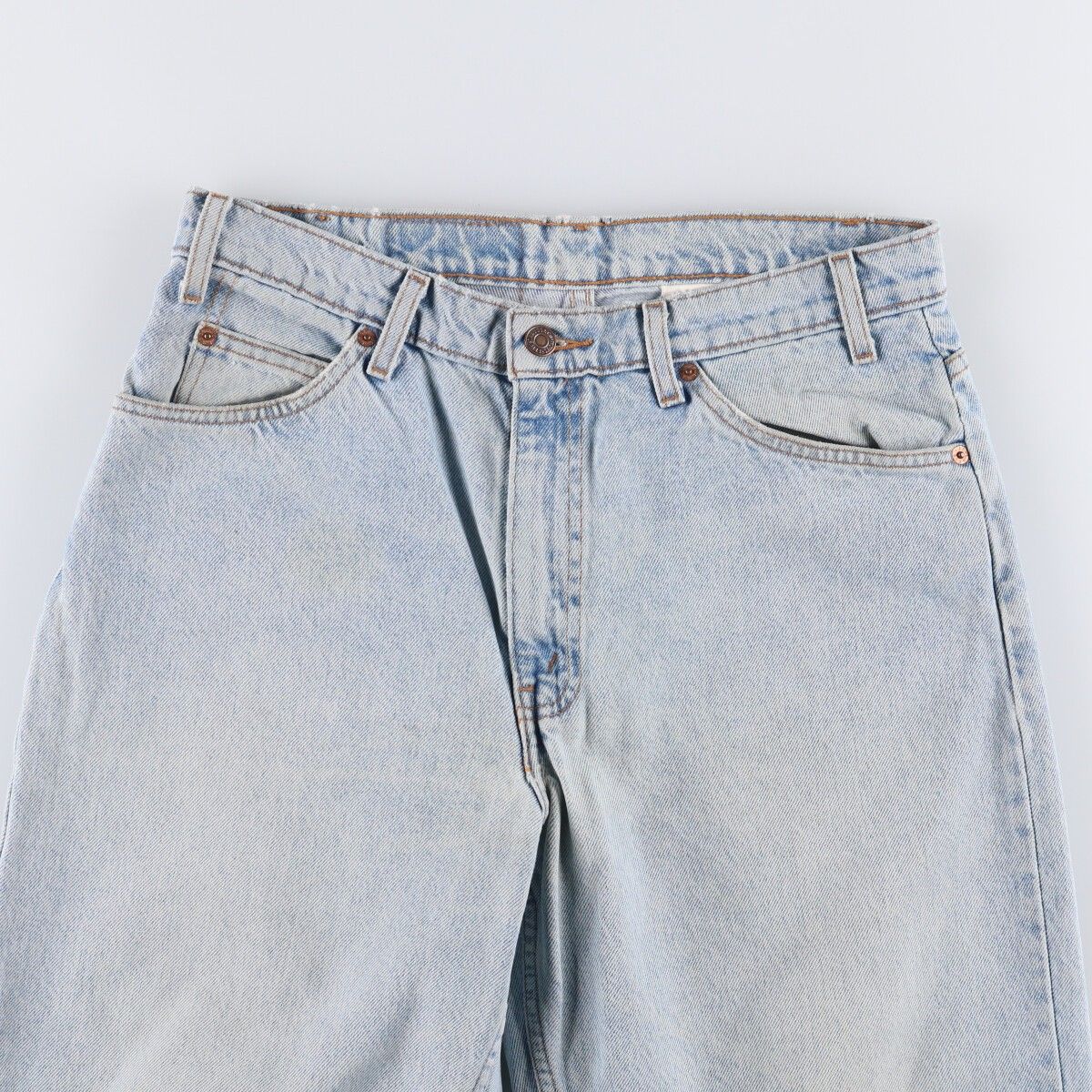 オレンジタブ テーパードデニムパンツ