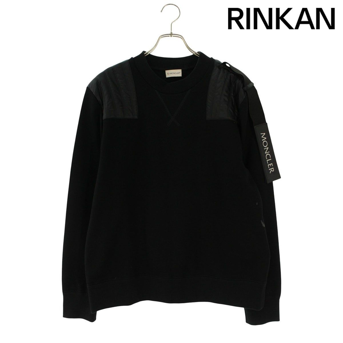 モンクレール ラバーロゴストラップナイロン切替クルーネックスウェット メンズ L
